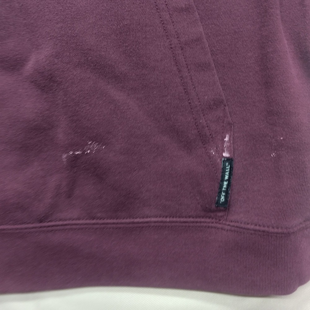 Vans Off The Wall Mens Small Maroon Burgundy Checkerboard Sleeve Pullover Hoodie - Picture 4 of 5